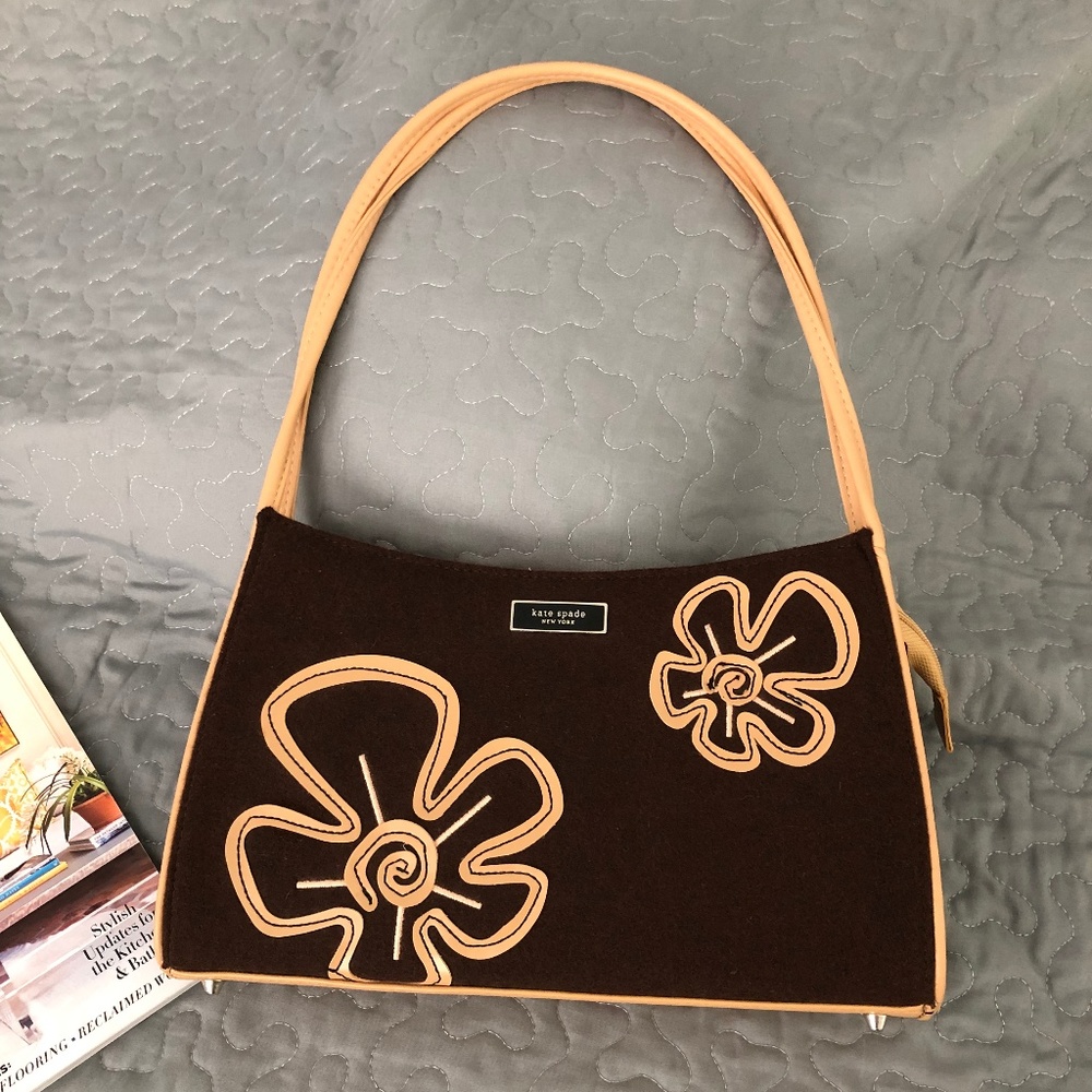 Kate Spade vinyl and wool/felt handbag